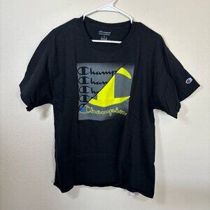 Champion T Shirt Mens Graphic Short Sleeve Black Size Large